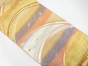 松葉に荒波・箔散らし模様織り出し　袋帯